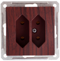 Розетка 2-ая б/з для узких вилок 6A Wessen 59 Мореный дуб