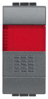 Кнопка 10A, 1P-NО + индикатор с красным рассеивателем Bticino Living Light Антрацит