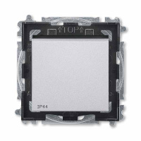 Переключатель одноклавишный IP44 серебро / дымчатый чёрный ABB Levit M
