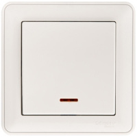 Выключатель 1-клавишный кнопочный (схема 1) с индикацией 16A в сборе с рамкой Wessen 59 Белый