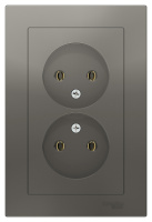 Розетка двойная без заземления16A в сборе Schneider Electric AtlasDesign Сталь