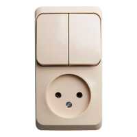 Этюд о/у блок: Розетка без заземления + Выключатель 2-клавиш., кремовый,  SE