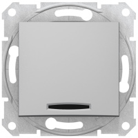 Выключатель 1-клавишный с индикацией 10A Schneider Electric Sedna Алюминий