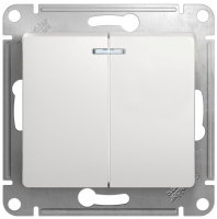 Выключатель 2-клавишный с подсветкой 10A (схема 5A) Systeme Electric Glossa Белый