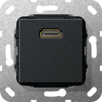 Разъем HDMI High Speed with Ethernet разветвительный кабель Gira System-55 Черный матовый