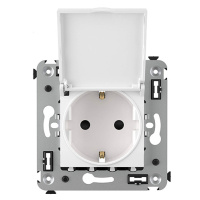 Розетка с крышкой в стену, 2P+E, с з/ш, "Avanti", "Белое облако" DKC