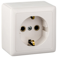 Розетка 1-ая с заземлением 16A изолир. плата накладная в сборе Wessen Хит Белый