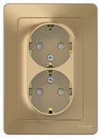 Розетка двойная с заземлением со шторками скрытой установки 16A 250В Systeme Electric Blanca Титан