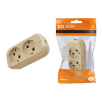 Колодка розеточная 2 гнезда без заземления 10A 250V IP20 сосна TDM ЭКО