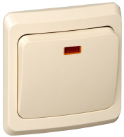 Выключатель кнопочный скрытой установки 10A (схема 1) с подсветкой IP20 SE Этюд Кремовый