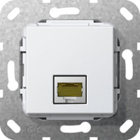 Разъем ModularJack RJ45 кат.6A 10Гб Ethernet инвертирующий адаптер Gira System-55 E22 F100 Белый глянец