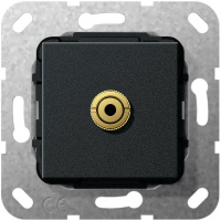 Разъем MiniJack 3.5мм инвертирующий адаптер Gira System-55 E22 Черный матовый