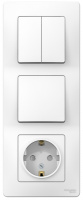 Блок: Розетка з/к шт 16A 250В + выкл 1-кл. + выкл 2-кл. скрытой установки Systeme Electric Blanca Белый