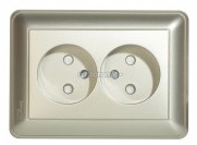 Розетка 2-ая без заземления в сборе с рамкой Wessen 59 Шампань