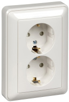 Розетка 2-ая с заземлением с защитными шторками в сборе с рамкой Wessen 59 Белый