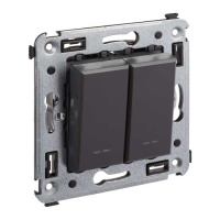 Переключатель 2-клавишный в стену DKC Avanti Черный матовый