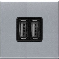 Зарядное устройство USB 2х750mA/1х1500mA 2 мод ABB NIE Zenit Серебряный N2285 PL