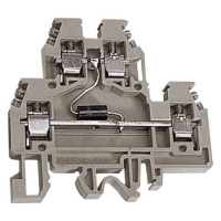 DAS.4/D12GR, 2х уровневый проходной зажим серый 4 кв.мм с диодом между уровнями 12В DKC