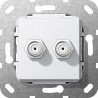 Разъем SAT F 2-местн., инвертирующий адаптер  Gira System-55 Белый глянец