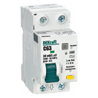 Дифференциальный автомат 1Р+N 63А 30mA тип AC (C) 4.5кА DEKraft ДИФ-103