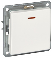 Переключатель 1-клавишный (схема 6) с индикацией 16A Wessen 59 Белый