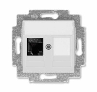 Розетка информационная RJ45 категория 6 и заглушка серый ABB Levit