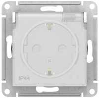 Розетка с заземлением со шторками с крышкой 16A IP44 механизм Schneider Electric AtlasDesign AQUA Белый