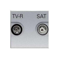 Розетка TV-FM-SAT оконечная 2 мод ABB NIE Zenit Серебряный N2251.7 PL