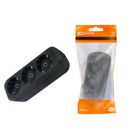 Колодка розеточная 3 гнезда с заземлением 16A 250V IP20 черная TDM