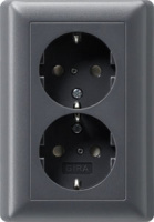 Розетка 2-я с заземлением с защитными шторками литая Gira System-55 Антрацит