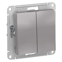 SE AtlasDesign Выключатель Кнопочный 2-клавишный Алюминий сх.2 10А механизм