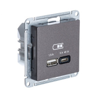 Розетка USB A + тип-C 45W высокоскор.заряд. QC PD механизм Schneider Electric AtlasDesign Мокко