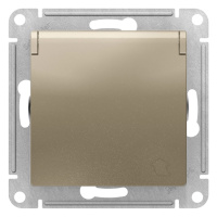 Розетка с заземлением со шторками с крышкой 16A IP20 механизм Schneider Electric AtlasDesign Шампань