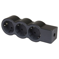 Удлинитель с заземлением 3 розетки без кабеля Legrand Черный