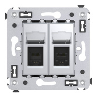 Телефонная розетка RJ-12 в стену двойная, "Avanti", "Закаленная сталь" DKC