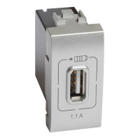 LivingLight Розетка USB для зарядки мобильных устройств 1,1А 230/5В. 1 модуль. Цвет Алюминий Bticino