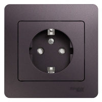 Розетка с заземлением со шторками 16A 250В в сборе Systeme Electric Glossa Сиреневый туман