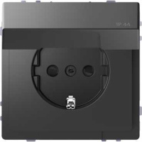 Розетка с заземлением с крышкой 16A безвинт. зажим IP44 Merten D-Life Антрацит