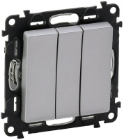 Выключатель 3-клавишный 10A Legrand Valena Life Алюминий