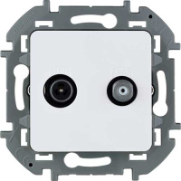 Розетка телевизионная-спутниковая для скрытого монтажа, для схемы "звезда", 1.5 дБ 4-2400 МГц / 2 дБ 4-2400 МГц, поддержка обратного питания для активных антенн до 500мА Legrand Inspiria Белый