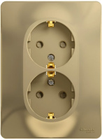 Розетка 2-я с заземлением с защитными шторками в сборе с рамкой Systeme Electric Glossa Титан