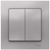 Выключатель 2-клавишный сх.6 10AX в сборе Schneider Electric AtlasDesign Алюминий