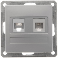Розетка телефонная RJ11 + компьютерная RJ45 кат.5е Wessen 59 Матовый хром