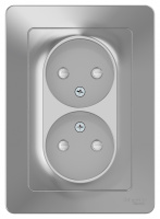 Розетка двойная без заземления со шторками скрытой установки 16A 250В Systeme Electric Blanca Алюминий