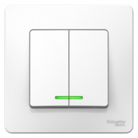 Выключатель 2-клавишный скрытой установки с подсветкой 6A 250В Systeme Electric Blanca Белый