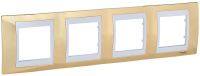 Рамка 4-постовая горизонтальная Schneider Electric Unica Хамелеон Золото/Белый