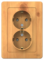 Розетка двойная с заземлением без шторок скрытой установки 16A 250В Systeme Electric Blanca Ясень