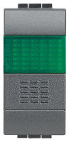 Кнопка 10A, 1P-NО + индикатор с зелёным рассеивателем Bticino Living Light Антрацит