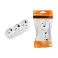 Блок плоский 3 гнезда с заземлением 16A 250V IP20 белый TDM