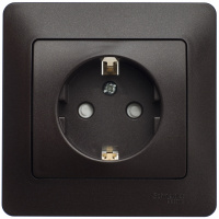 Розетка с заземлением со шторками в сборе Systeme Electric Glossa Шоколад